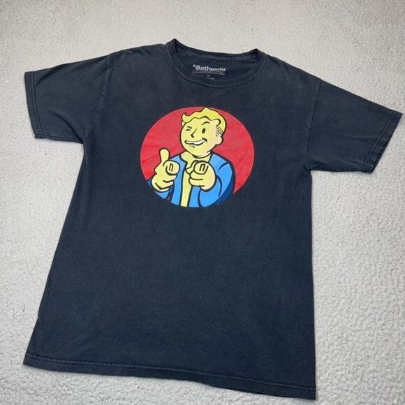 Fallout Vault Boy Shirt Mens‎ Medium Black Officially Licensed Bethesda ZeniMax - Picture 4 of 14
